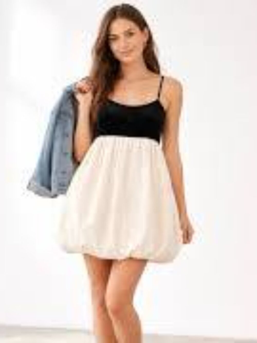 American Eagle Velvet Bubble Mini Dress Black Cream XS